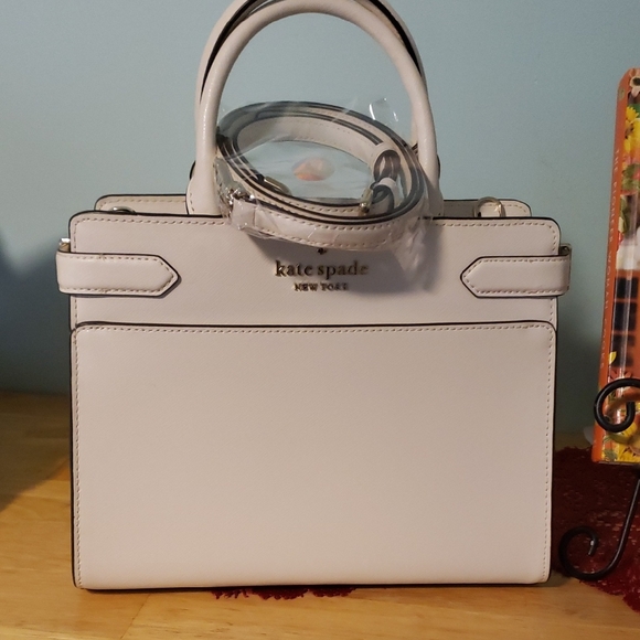 kate spade Handbags - Kate Spade Staci Medium Satchel NWOTs 11" W X 9" H Saffiano Leather Ivory